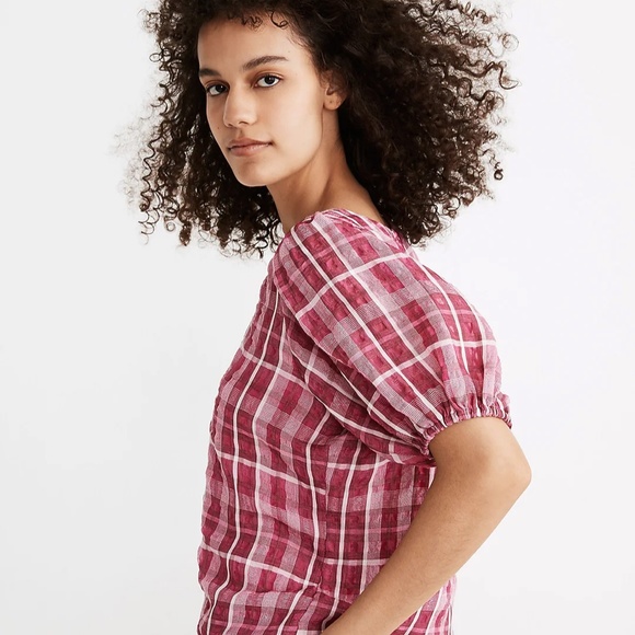 Madewell | Plaid Puff-Sleeve Top - Picture 6 of 9